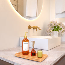 Load image into Gallery viewer, Small Bamboo Tray for Bathroom Countertop - Bathroom Counter Tray, Natural Wood Tray, 9 inch