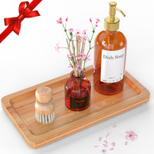 Load image into Gallery viewer, Small Bamboo Tray for Bathroom Countertop - Bathroom Counter Tray, Natural Wood Tray, 9 inch