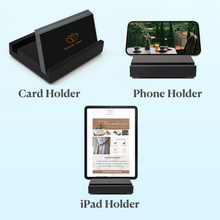 Load image into Gallery viewer, Business Card Holder for Desk - Bamboo Wood Business Card Display Holder for Office Desktop, Multiple Visiting Card Holder Stand