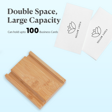 Load image into Gallery viewer, Business Card Holder for Desk - Bamboo Wood Business Card Display Holder for Office Desktop, Multiple Visiting Card Holder Stand