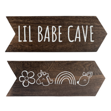 Load image into Gallery viewer, YELLOW LOTUS Little Babe Cave sign for Baby Girl Playroom Decor, Woodland Nursery Decor for Girls