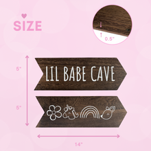 Load image into Gallery viewer, YELLOW LOTUS Little Babe Cave sign for Baby Girl Playroom Decor, Woodland Nursery Decor for Girls