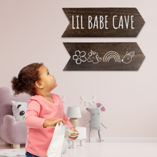 Load image into Gallery viewer, YELLOW LOTUS Little Babe Cave sign for Baby Girl Playroom Decor, Woodland Nursery Decor for Girls