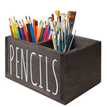 Load image into Gallery viewer, YELLOW LOTUS Grey Pen and Pencil Holder - Wooden Desk Organizer, Stationary Organizer, Office Decor For Women, Remote Control Holder