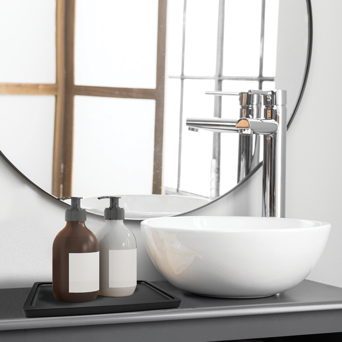 YELLOW LOTUS Bathroom Vanity Tray with Handles - Bathroom Counter