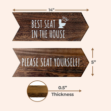 Load image into Gallery viewer, YELLOW LOTUS Please Seat Yourself Bathroom Sign - Rustic Wall Decor, Funny Home Sign