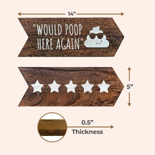 Load image into Gallery viewer, YELLOW LOTUS Would Poop Here Again sign - Funny Bathroom Wall decor, Restroom Signs