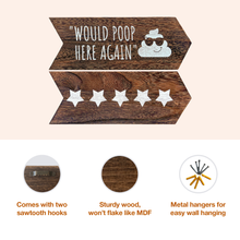 Load image into Gallery viewer, YELLOW LOTUS Would Poop Here Again sign - Funny Bathroom Wall decor, Restroom Signs