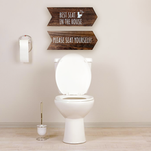Load image into Gallery viewer, YELLOW LOTUS Please Seat Yourself Bathroom Sign - Rustic Wall Decor, Funny Home Sign