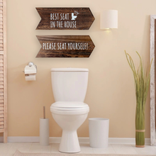 Load image into Gallery viewer, YELLOW LOTUS Please Seat Yourself Bathroom Sign - Rustic Wall Decor, Funny Home Sign