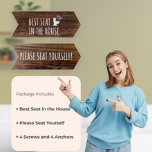 Load image into Gallery viewer, YELLOW LOTUS Please Seat Yourself Bathroom Sign - Rustic Wall Decor, Funny Home Sign
