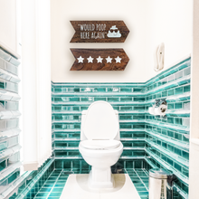 Load image into Gallery viewer, YELLOW LOTUS Would Poop Here Again sign - Funny Bathroom Wall decor, Restroom Signs