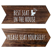 Load image into Gallery viewer, YELLOW LOTUS Please Seat Yourself Bathroom Sign - Rustic Wall Decor, Funny Home Sign