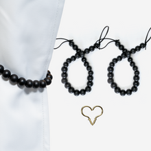 Load image into Gallery viewer, YELLOW LOTUS Wooden Black Curtain Tiebacks - Boho Curtain Holdback, Window Treatment Decor