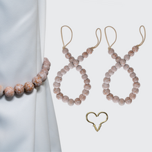 Load image into Gallery viewer, Wooden Beads Farmhouse Curtain Tiebacks - 2 Pack Decorative Curtain Hold Backs Hooks, Window Treatment, Boho Decor Wall Hanging,  Rustic