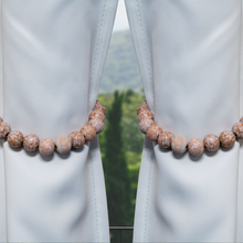 Load image into Gallery viewer, Wooden Beads Farmhouse Curtain Tiebacks - 2 Pack Decorative Curtain Hold Backs Hooks, Window Treatment, Boho Decor Wall Hanging,  Rustic