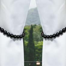 Load image into Gallery viewer, YELLOW LOTUS Wooden Black Curtain Tiebacks - Boho Curtain Holdback, Window Treatment Decor