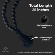 Load image into Gallery viewer, YELLOW LOTUS Black Curtain Tiebacks - Set Of 2 Wood Bead Curtain Holdbacks, Boho Curtains Holders