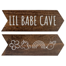 Load image into Gallery viewer, YELLOW LOTUS Little Babe Cave sign for Baby Girl Playroom Decor, Woodland Nursery Decor for Girls