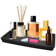 Load image into Gallery viewer, YELLOW LOTUS Black Bamboo Tray , Bathroom Countertop Tray, Bamboo Vanity Organizer, Valentines Day Gift for Him
