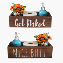 Load image into Gallery viewer, YELLOW LOTUS Nice Butt Bathroom Decor Box - 2 Sides Funny Wooden Toilet Paper Holder