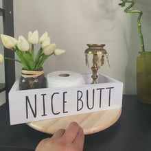 Load and play video in Gallery viewer, YELLOW LOTUS Nice Butt Bathroom Decor Box - 2 Sides Funny Wooden Toilet Paper Holder