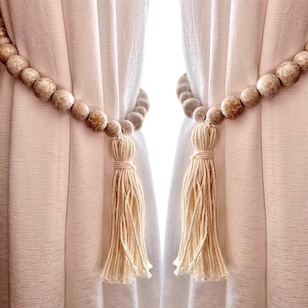 YELLOW LOTUS Rustic Farmhouse Curtain Tie Backs - Rustic Decor, Curtain Ties