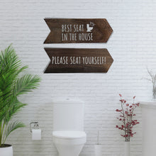 Load and play video in Gallery viewer, YELLOW LOTUS Please Seat Yourself Bathroom Sign - Rustic Wall Decor, Funny Home Sign