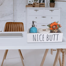 Load image into Gallery viewer, YELLOW LOTUS Nice Butt Bathroom Decor Box - 2 Sides Funny Wooden Toilet Paper Holder