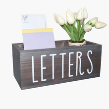 Load image into Gallery viewer, YELLOW LOTUS Wooden Mail Holder Box - Rustic Home Office Decor, Letter Organizer Box
