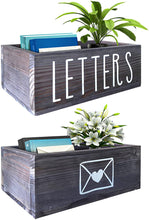 Load image into Gallery viewer, YELLOW LOTUS Wooden Mail Holder Box - Rustic Home Office Decor, Letter Organizer Box
