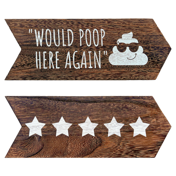 YELLOW LOTUS Would Poop Here Again sign - Funny Bathroom Wall decor, Restroom Signs