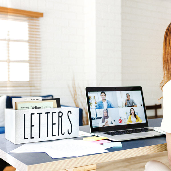 YELLOW LOTUS Rustic Mail Organizer For Desk - Mailbox, Letterbox, Desk Decor
