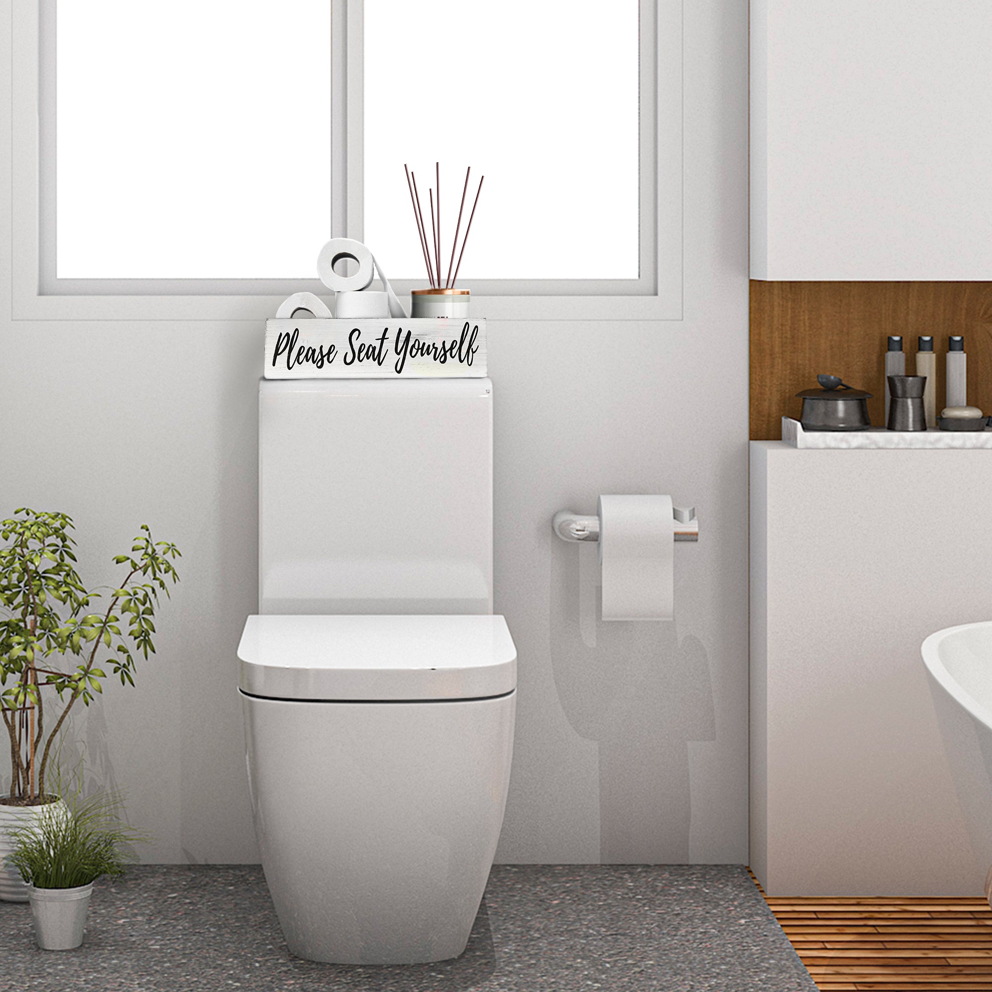 Bathroom Decor Box, 2 Sides with Funny Sayings -Perfect for