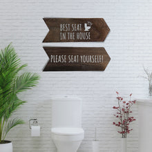 Load and play video in Gallery viewer, YELLOW LOTUS Please Seat Yourself Bathroom Sign - Rustic Wall Decor, Funny Home Sign
